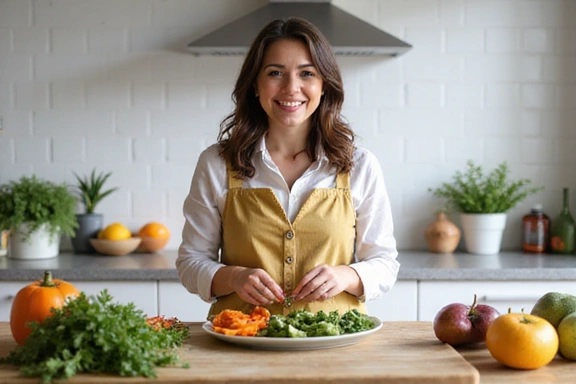 Person mit gesunder Ernährung und frischem Gemüse